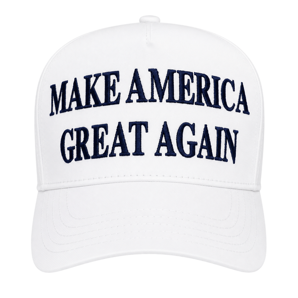 Trump Make America Great Again Hat 45-47, Snapback, White/Blue