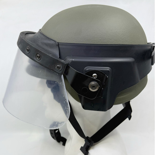 NIJ Level IIIA Ballistic PASGT-Style Tactical Helmet with Protective Face Shield, Full-Cut Military Combat Helmet, Olive Drab Green, Police Trade
