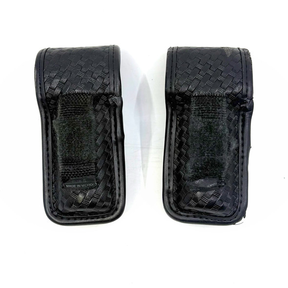 Bianchi AccuMold Elite MK3 OC Pepper Spray Holder, Basketweave Black Leather, Duty Belt Snap Closure, Law Enforcement Duty Gear, Police Trade