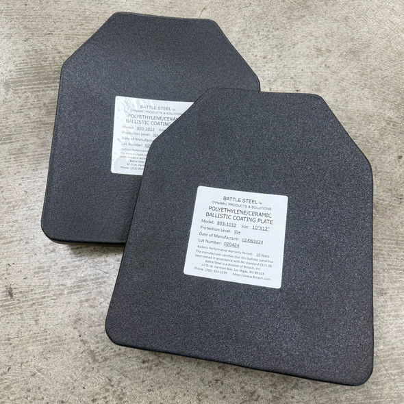 Battle Steel 893-1012 10"x12" Level III+ Shooters Cut Ballistic Plate Set (2 pcs), Police Trade