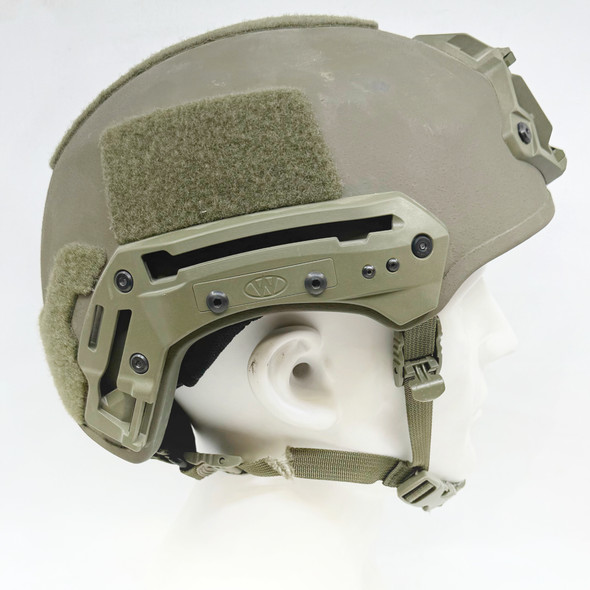 Team Wendy EXFIL Ballistic Helmet, NIJ Level IIIA, Ranger Green, Wilcox NVG Shroud, ARC Rails, CAM FIT Retention, Police Trade