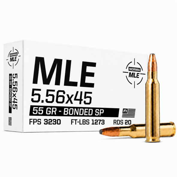 Norma MLE 5.56x45mm Ammunition 55gr Bonded SP - 20 Rounds