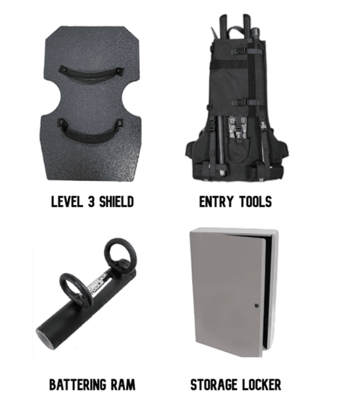 Rapid Assault Tools Active Threat Response Kit Breaching Tools & Ballistic Shield