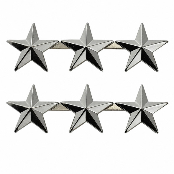 LawPro Silver 3-Star Coat Rank Insignia, 2 Pack, 6 Stars, Never Issued Police Trade