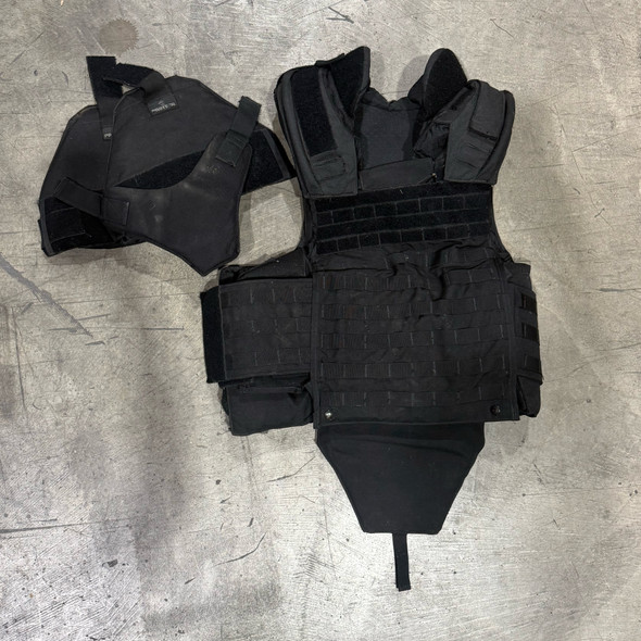 Protech Law Enforcement Armor Carrier, Black, w/ Shoulder/Neck/Groin Protectors, Police Trade