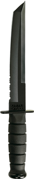 Ka-Bar Tanto Half-Serrated 8" Fixed Blade Black Knife