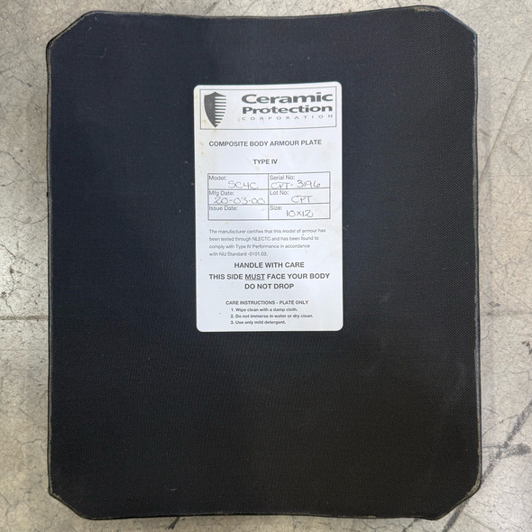 Ceramic Protection Corp SC4C NIJ Level IV 10x12" Ceramic Body Armor Plate, Police Trade