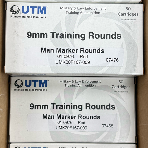 UTM UMK20F167-009 9mm Man Marker Red Training Rounds, 50-Round Box, Police Trade