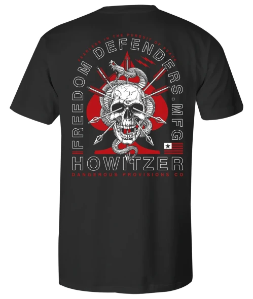 Howitzer CV9460B Freedom Defender Vintage Black Tee Shirt