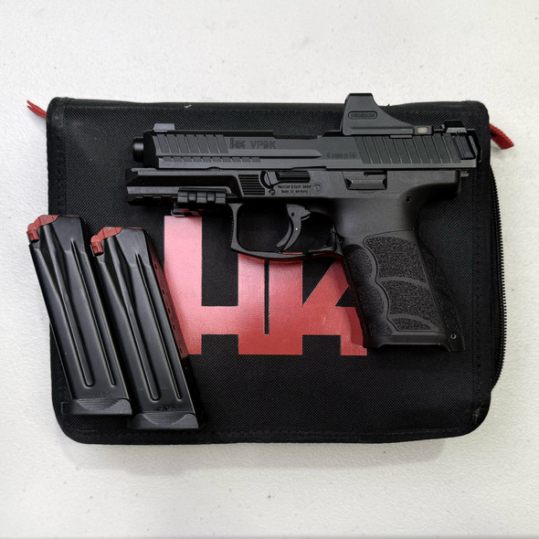 HK VP9A1K 9mm Pistol w/ Holosun SCS Optic, 2 Magazines & Soft Case, Police Demo