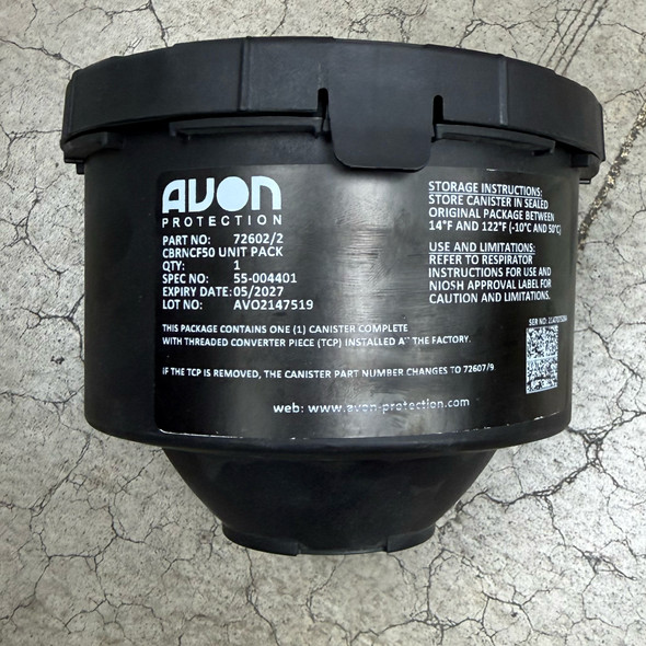 Avon Protection 72602/2 CBRNCF50 CBRN Filter Canister, Expired, Police Trade