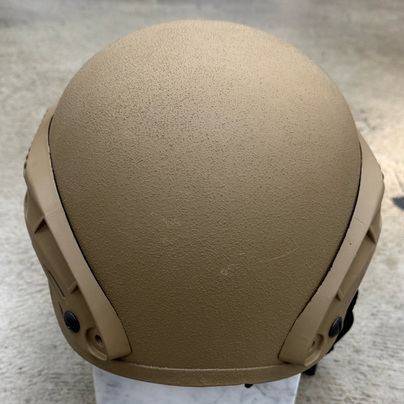 Law Enforcement Riot Helmet w/ Side Accessory Rails & Front Shroud, Tan, Police Trade