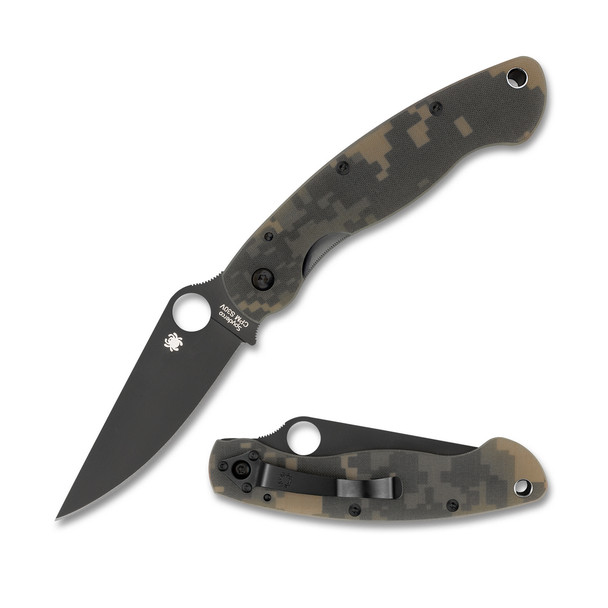 Spyderco C36GPCMOBK Digital Camo Military Folding Knife 4" Plain Edge Blade