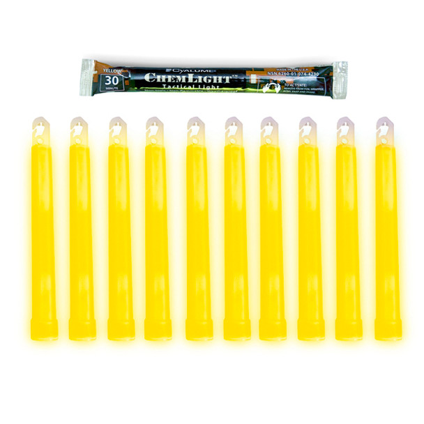 Cyalume ChemLight 6��� Military Grade Chemical Light Sticks - Yellow Hi