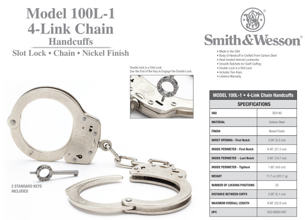 S&W 350140 Model 100L 4- Link Handcuff