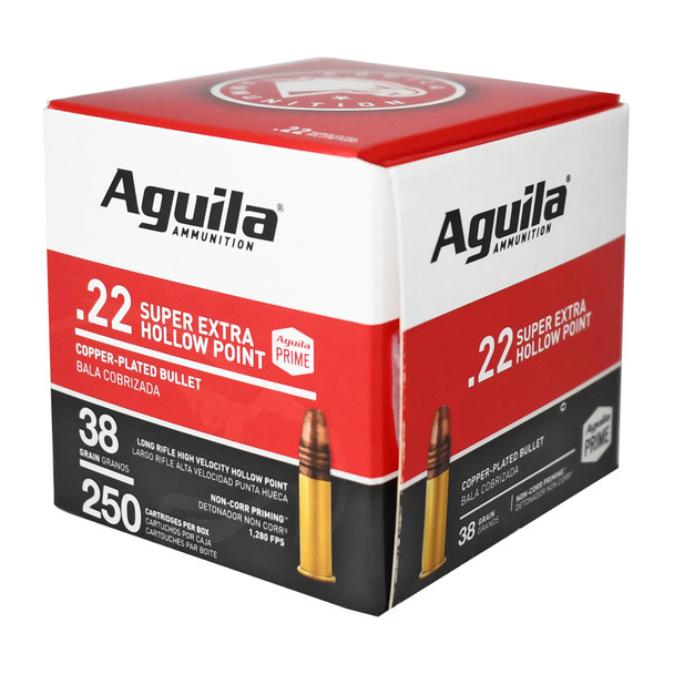 Aguila Super Extra High Velocity 22LR 38gr Copper Plated HP Ammunition 250rds