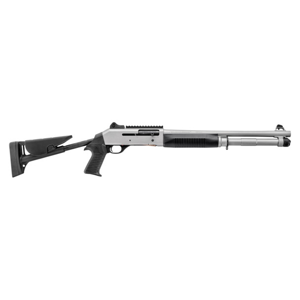 Benelli 11796 M4 18.5″ Semi Auto Tactical 7+1 Titanium Cerakote Shotgun with 3 Position Telescoping Stock & Ghost Ring Night Sights