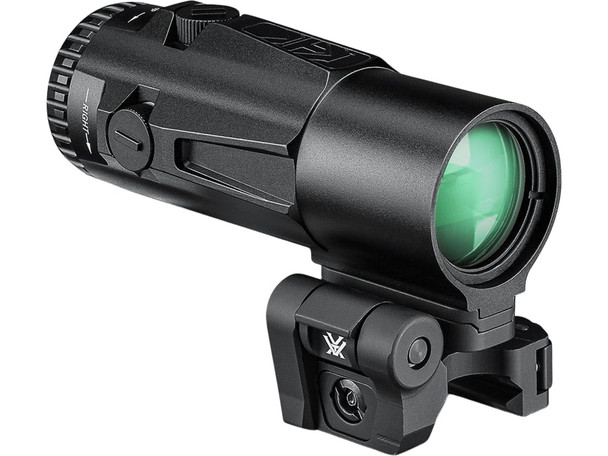 The Vortex Micro 6x Magnifier provides easy on, easy off functionality and is built to seamlessly fit onto your rifle. The Micro 6x magnifier delivers an incredibly compact 6x optical system that takes your red dot farther. The Micro 6x features robust functionality in the field, three mount heights to best fit your setup, and an adjustable flip mount that allows for left or right-handed use. The camlock system engages or disengages with direct pressure, allowing you to raise and lower the magnifier quickly and easily.