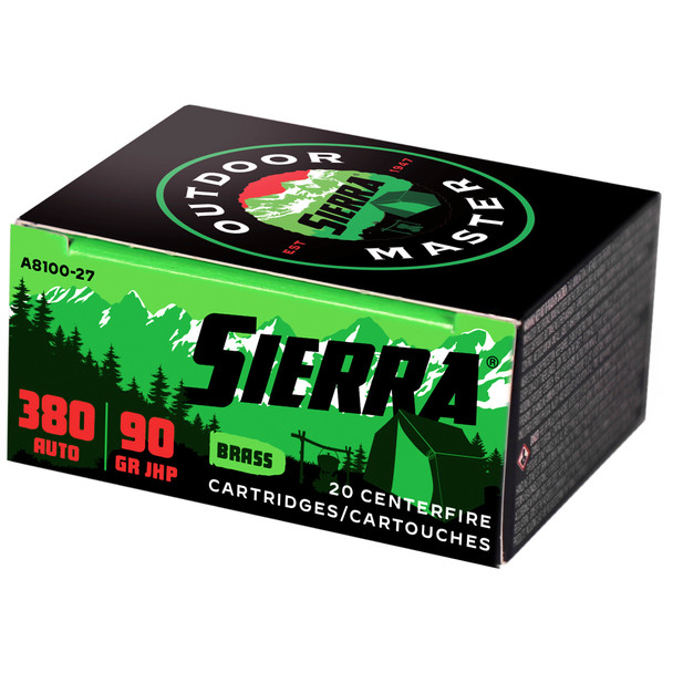 Sierra Outdoor Master .380 ACP 90gr JHP Ammunition 20rds