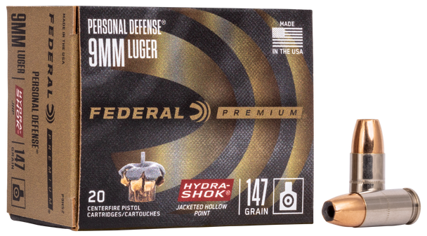 Federal Premium Personal Defense 9mm 147gr HSJHP Ammunition 20-Rounds