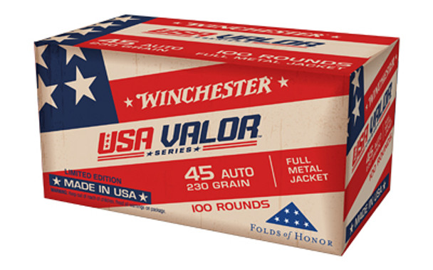 Winchester USA Valor .45 ACP 230gr FMJ Ammunition 100-Rounds