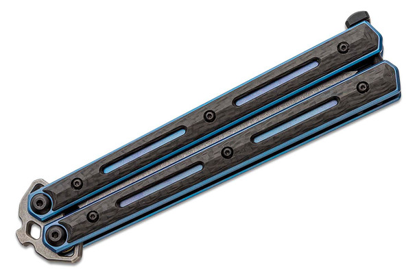 Kershaw 5150CF Lucha Balisong Butterfly Knife 4.6" Plain Edge Titanium Handles w/Carbon Fiber overlays