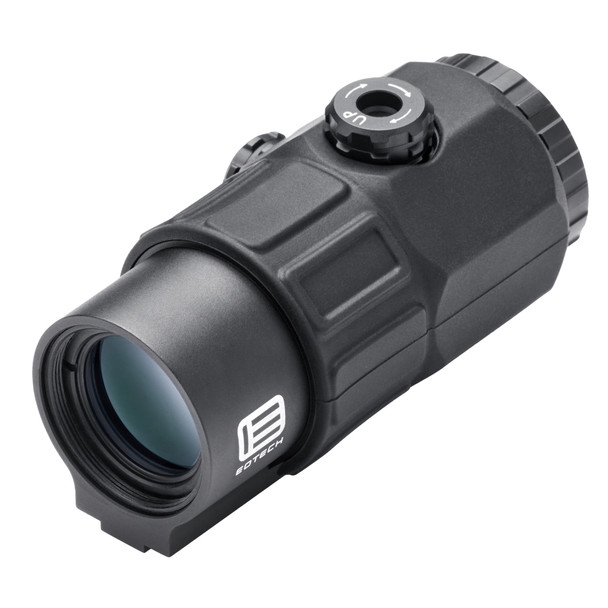 The G45.STS mini 5X Magnifier has the similar weight and dimensional properties as the existing G33 Magnifier, but with an additional 2X magnification for precision aiming at greater distances. The optic offers tool free vertical and horizontal adjustments with a large field-of-view.