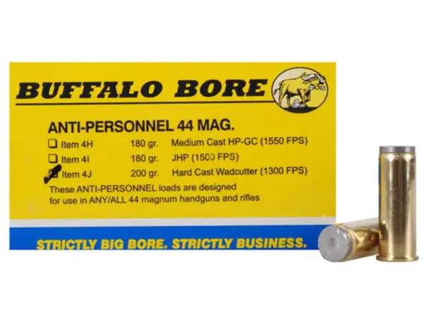 Buffalo Bore 4J20 Anti-Personnel .44 Magnum 200gr Hard Cast Wadcutter 20-Rounds