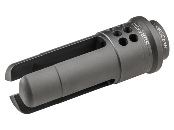 Choose The Best Of Both Worlds. Flash hider? Muzzle brake? The proprietary design of SureFire’s WARCOMP flash hiders/suppressor adapters provides the best attributes of both devices. WARCOMPs deliver superior flash reduction and significantly reduce muzzle rise, helping to conceal your location, preserve your dark-adapted vision and keep you on target for faster follow-up shots. They effectively eliminate more than 98% of all muzzle flash, even on short-barreled rifles, and their port direction can be optimized for virtually any shooting style. Surefire WARCOMPs are the best suppressor adapters in the world. Period.  