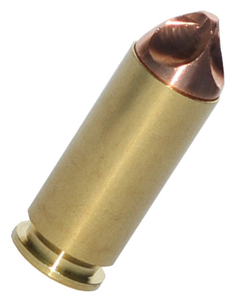 The External Hollow Point is a precision machined solid copper defensive handgun round that delivers unrivaled terminal performance when it matters most. The EHP is the result of years of development and testing to produce the ideal bullet design for home defense and everyday carry ammo. Its unique patented shape employs Shape Charge Technology to reliably penetrate through frequently encountered barriers such as windshields, sheet metal, and drywall without compromising lethality on target or risking over penetration. 