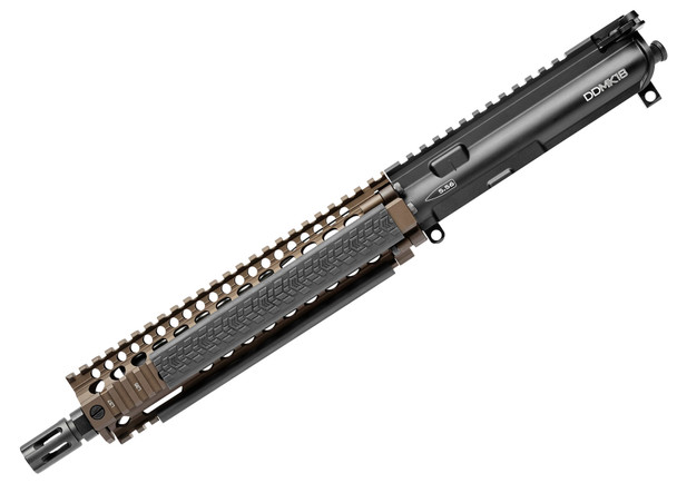 The MK18 AR15 style Upper Receiver Group is unmatched in size, weight, and performance, and features the picatinny quad rail Daniel Defense provides to USSOCOM. The RIS II rail features a Bolt-Up System that has been rigorously tested prior to fielding by USSOCOM. The 10.3 inch Cold Hammer Forged barrel is the same length in use for the MK18 upper most commonly used for CQB operations. Its independently ambi GRIP-N-RIP Charging Handle accommodates left- and right-handed shooters. All Daniel Defense complete upper receiver groups come standard with an M16 profile bolt carrier group.