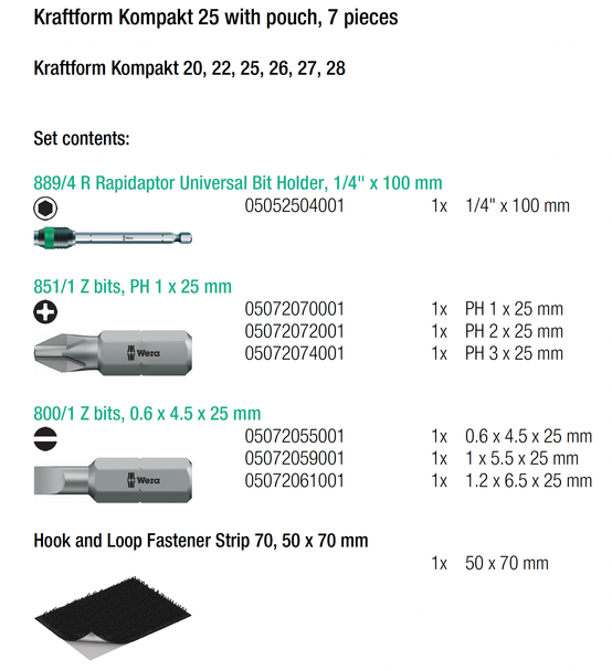 Wera Kraftform Kompakt 25 Pouch Set 7/Pieces