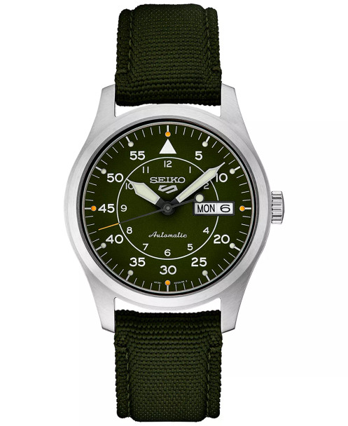 Seiko SRPH29 5 Sports Automatic 39mm Watch Green Face and Nylon Band