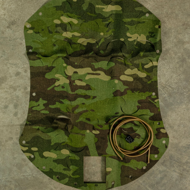 HelmetScrim attaches to your high-cut helmet, breaking up its silhouette and improving its camouflage in both the visible and IR spectrums. It attaches via a simple shock cord, stretching over your helmet, and has a rectangular cut out for your NVG mount. It is made in the US using licensed camouflage patterns and durable, NIR compliant materials.

