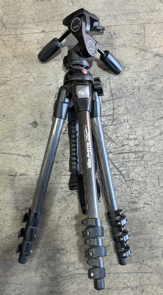 Open Box Display Unit Manfrotto 055MF4 Carbon Fiber 3-Section Tripod With Battle Steel Gun Jaw 