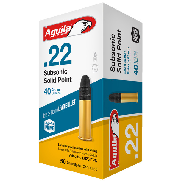 Aguila .22 Subsonic Solid Point 40gr Ammunition 50-Rounds