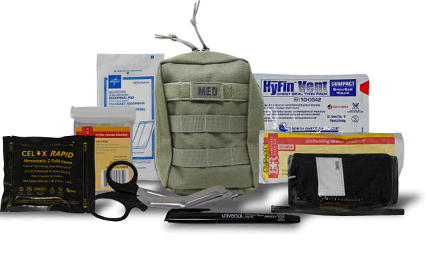 Military Trauma First Aid Stop Bleeding Kit with Celox Hemostatic First Aid Gauze and Tourniquets