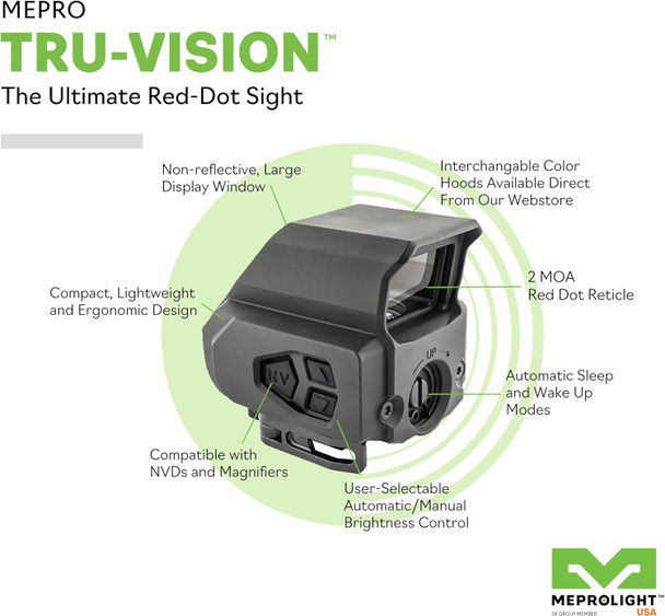 Mepro Tru-Vision Red Dot Reflex Sight with Auto Brightness
