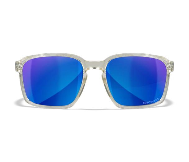 Wiley X Alfa Captivate Polarized Blue Mirror/Gloss Clear Crystal Frame Sunglasses