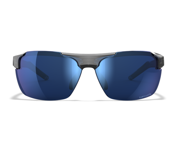 Wiley X Prime Captivate Polarized Blue Mirror/Gloss Crystal Grey Frame Sunglasses