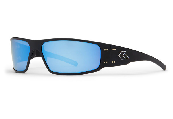 Gatorz Magnum Smoke Optimized Polarized (OPz) w/ Blue Mirror Black Frame Sunglasses