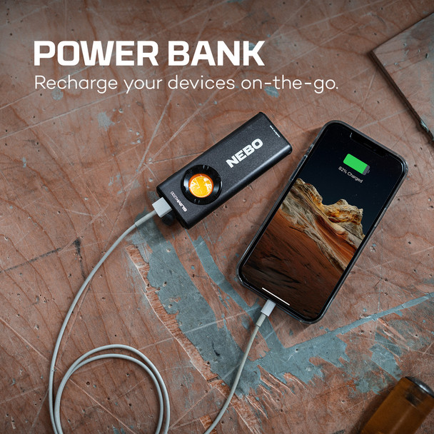 NEBO Slim+ Programmable Waterproof Rechargeable Pocket Flashlight Power Bank & Laser Pointer 1200 Lumens
