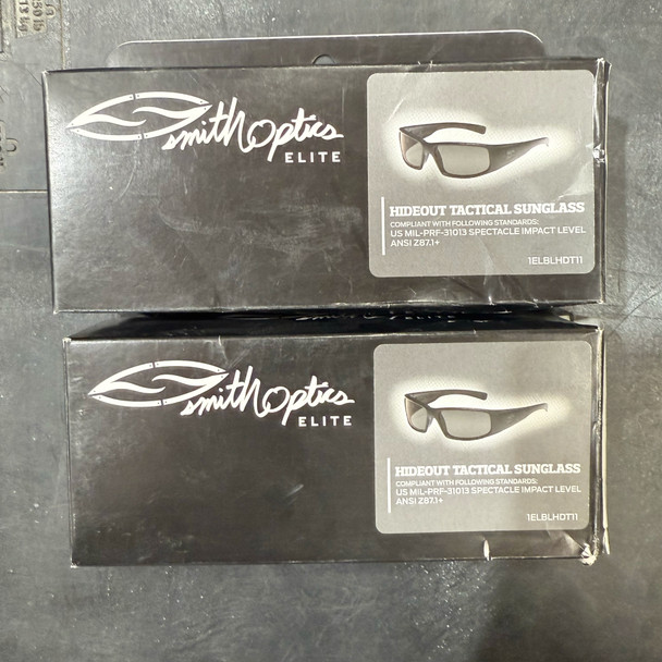 Lot of 2pc Smith Optics Elite - Hideout Tactical Sunglasses - Black / Clear Lense