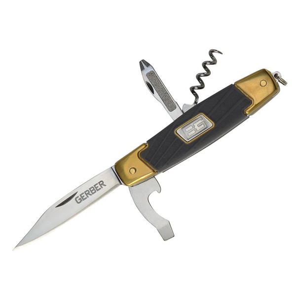 Gerber Bear Grylls Grandfather Multi-Function Pocket Knife 3.75" Closed, Rubber Grip Handles