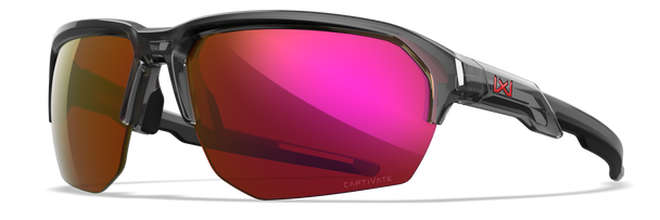 Wiley X Jakl Sunglasses Gloss Crystal Grey Frame With Captivate Non-Polarized Red Mirror Lenses