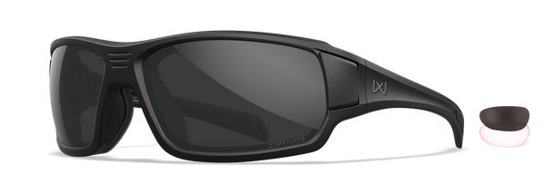 Wiley X Breach 2.5 Sunglasses Matte Black Frame with Captivate Grey/Clear Lenses