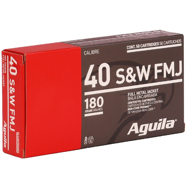 Aguila 40 S&W Ammo 180 Grain Full Metal Jacket Flat Nose - 1000 Rounds