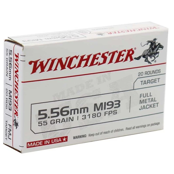 Winchester USA 5.56x45mm NATO M193 Ammo 55 Grain Full Metal Jacket - 1000 Rounds