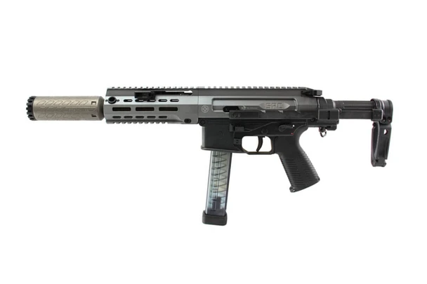 B&T Limited Sniper Grey SPC9 SD2 Pistol with Modular 2-Piece Titanium Suppressor and Tele-Brace
