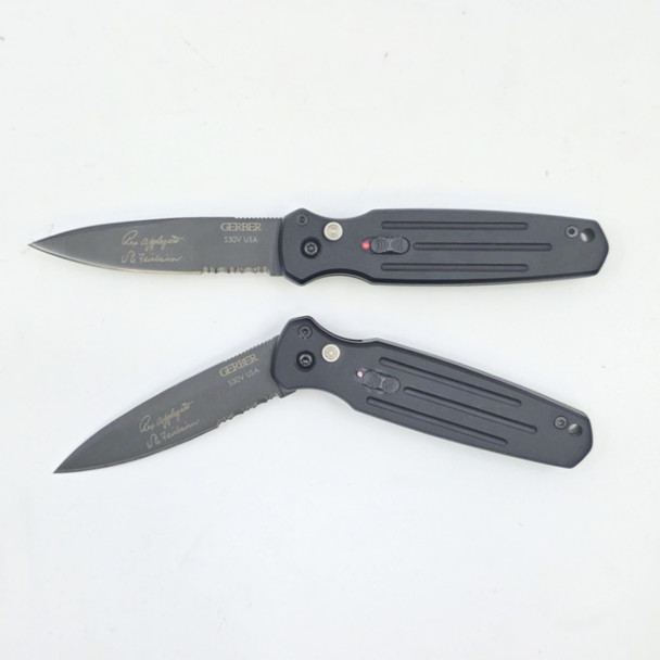 Gerber Applegate-Fairbairn Covert Auto Folding Knife, S30V Black Combo Blade, Open Box